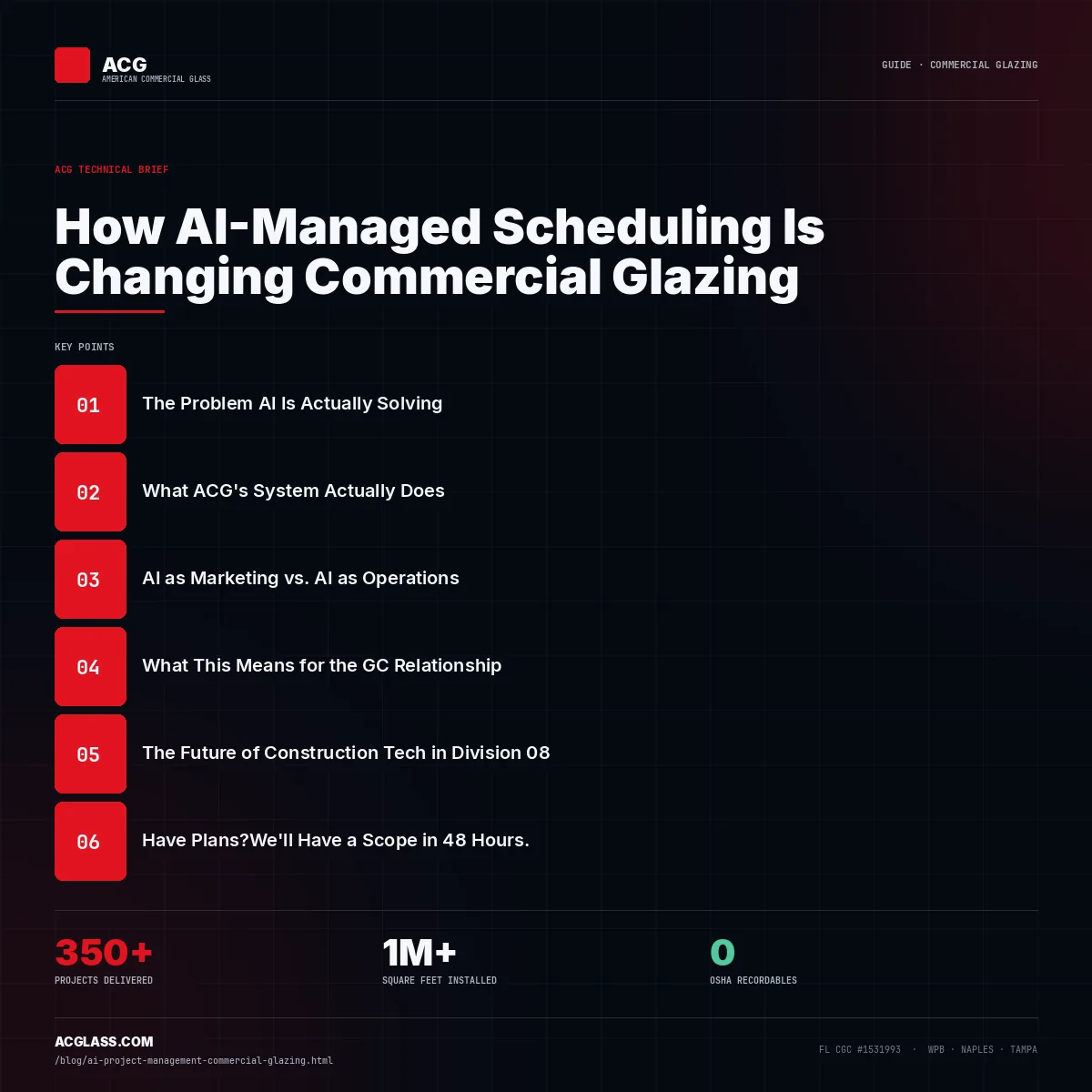 How AI-Managed Scheduling Is Changing Commercial Glazing infographic — American Commercial Glass