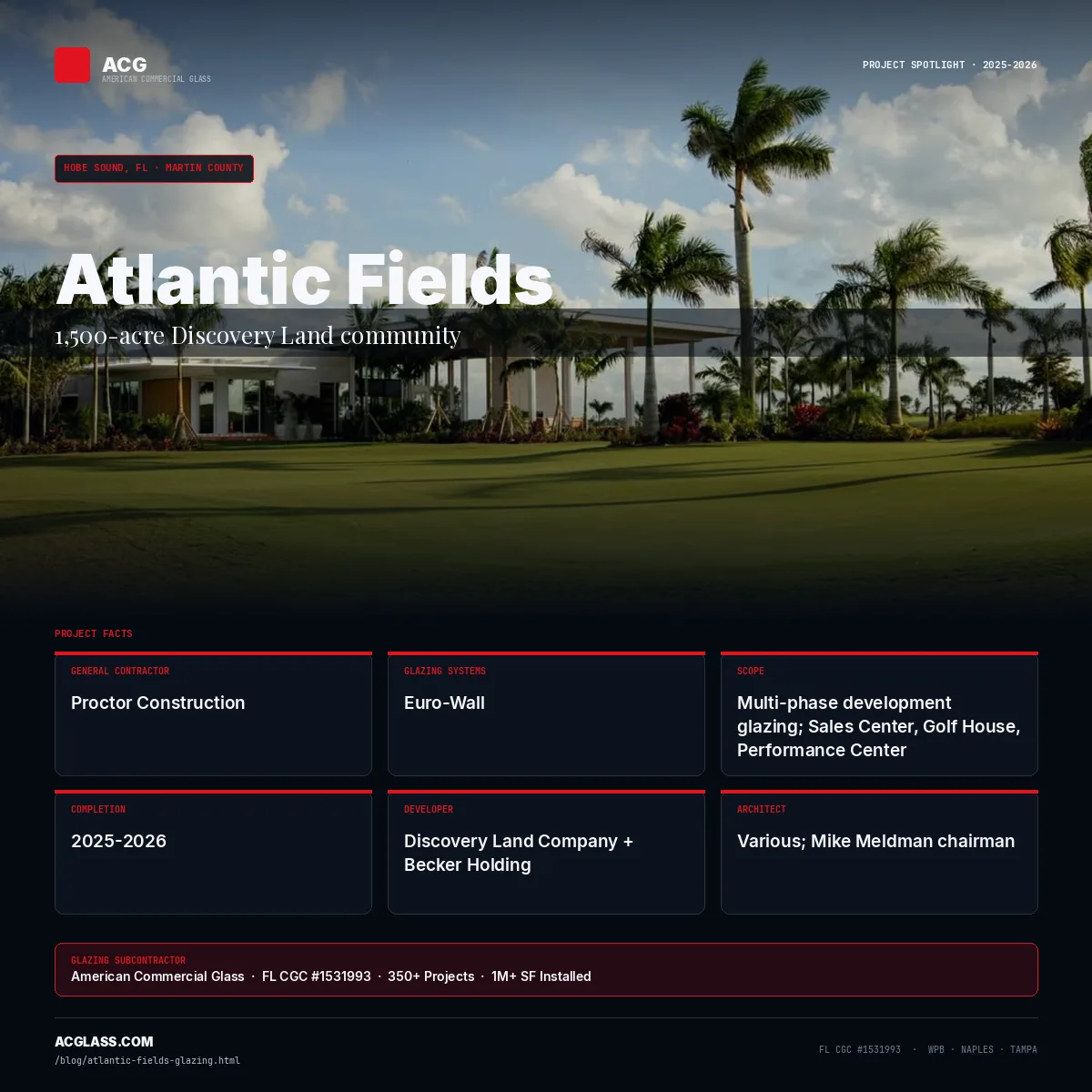 Atlantic Fields — Glazing by ACG | Hobe Sound, FL infographic — American Commercial Glass