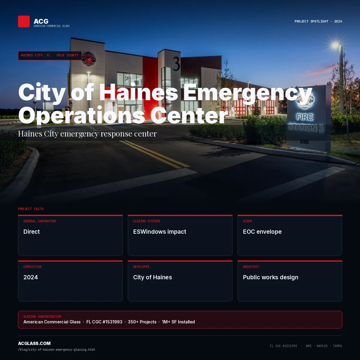 City of Haines Emergency Operations Center infographic — American Commercial Glass