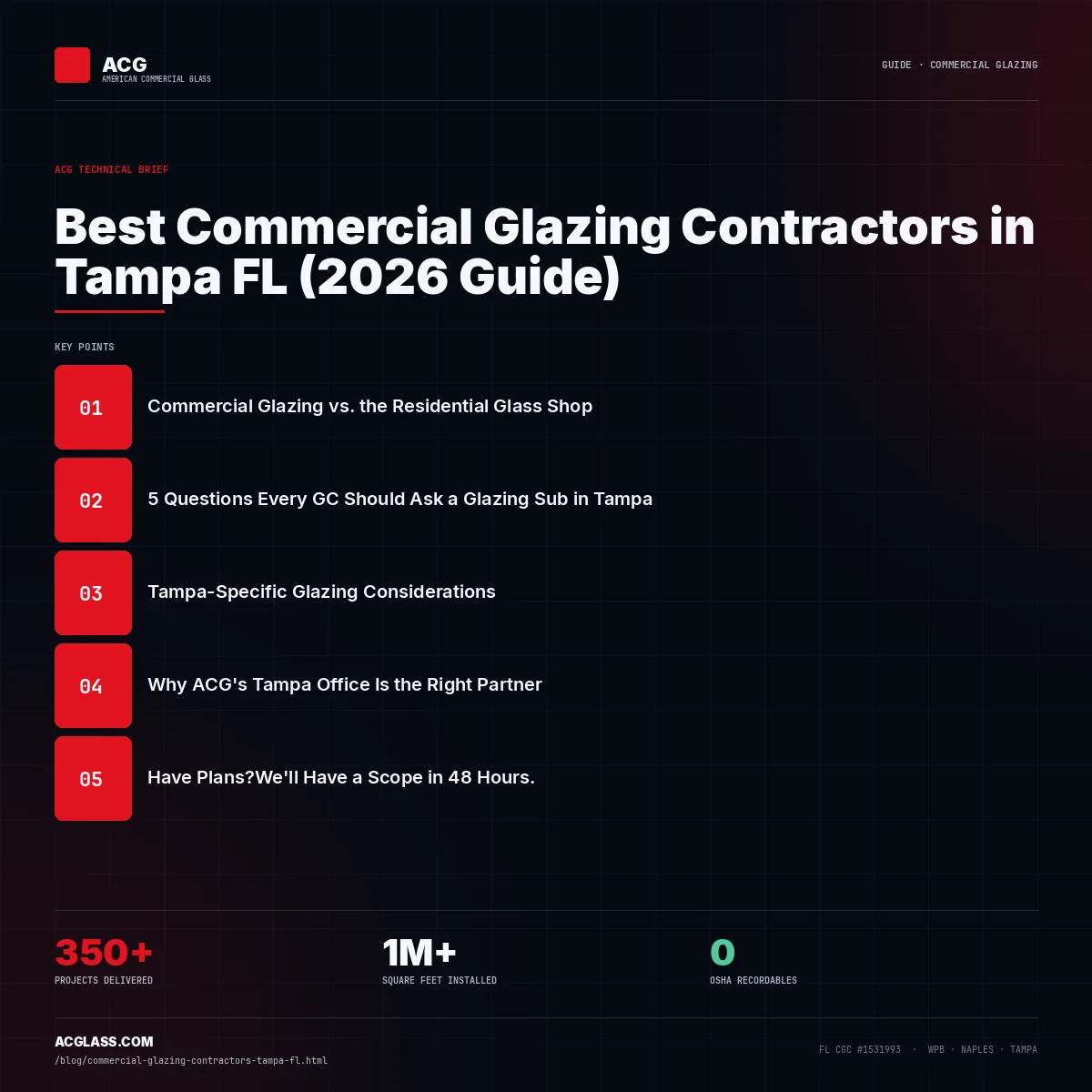 Best Commercial Glazing Contractors in Tampa FL (2026 Guide) infographic — American Commercial Glass