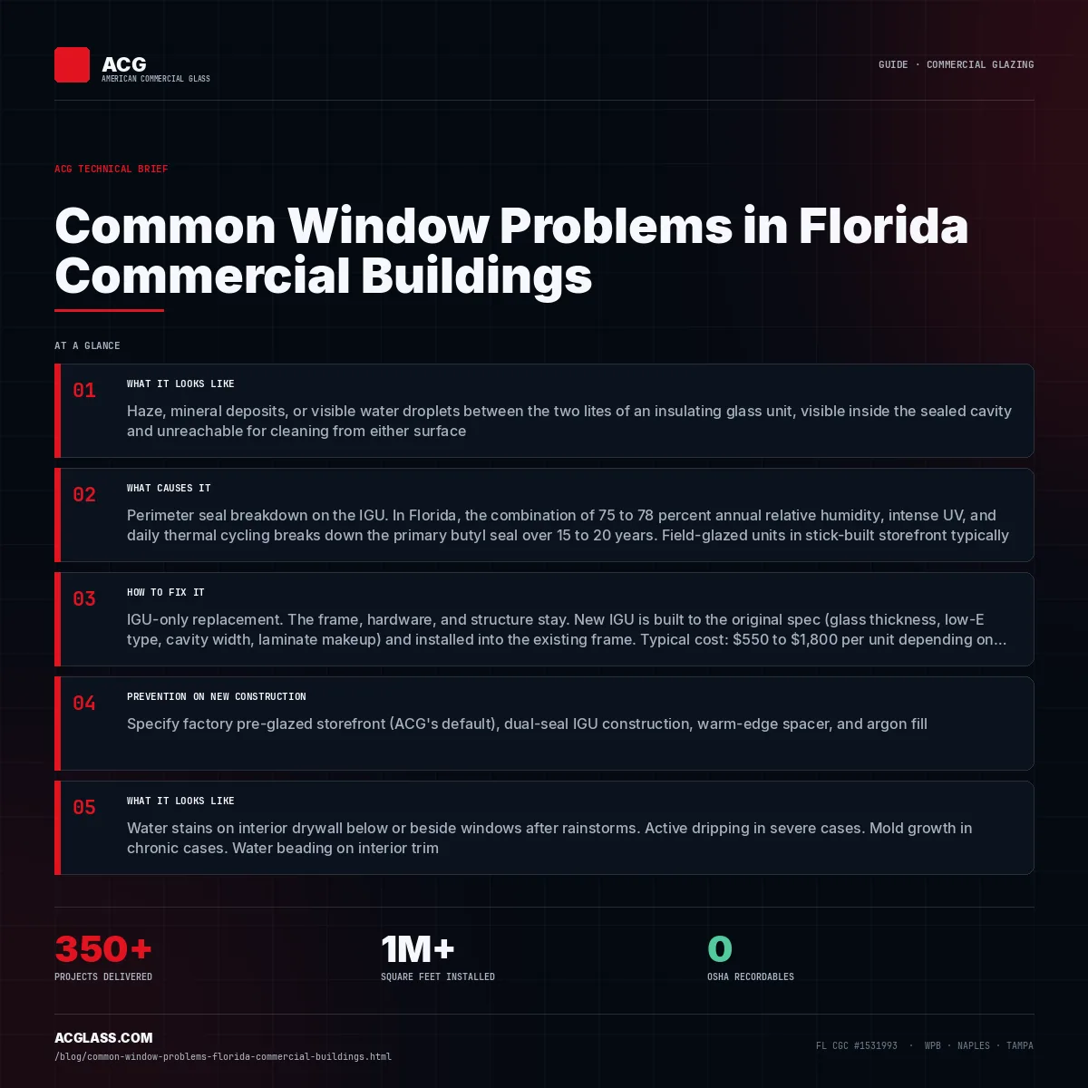 Common Window Problems in Florida Commercial Buildings infographic — American Commercial Glass