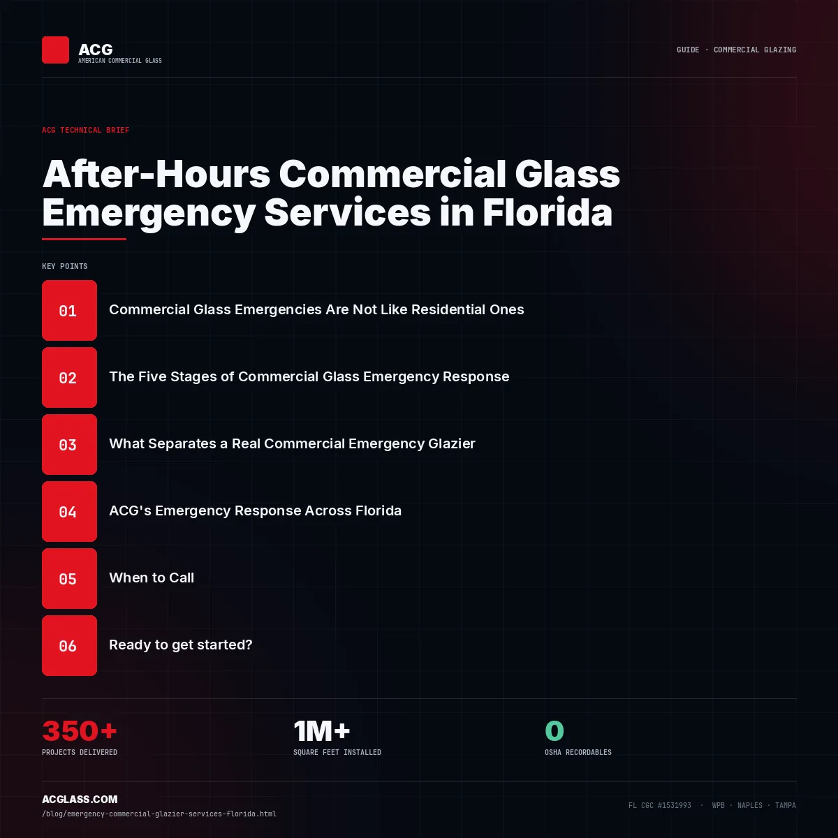 After-Hours Commercial Glass Emergency Services in Florida infographic — American Commercial Glass
