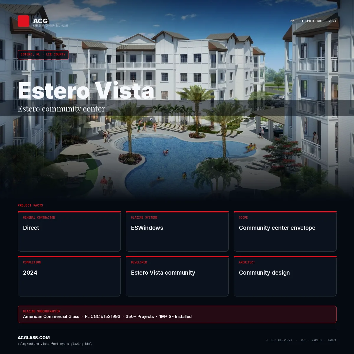Estero Vista — Glazing by ACG | Estero, FL infographic — American Commercial Glass