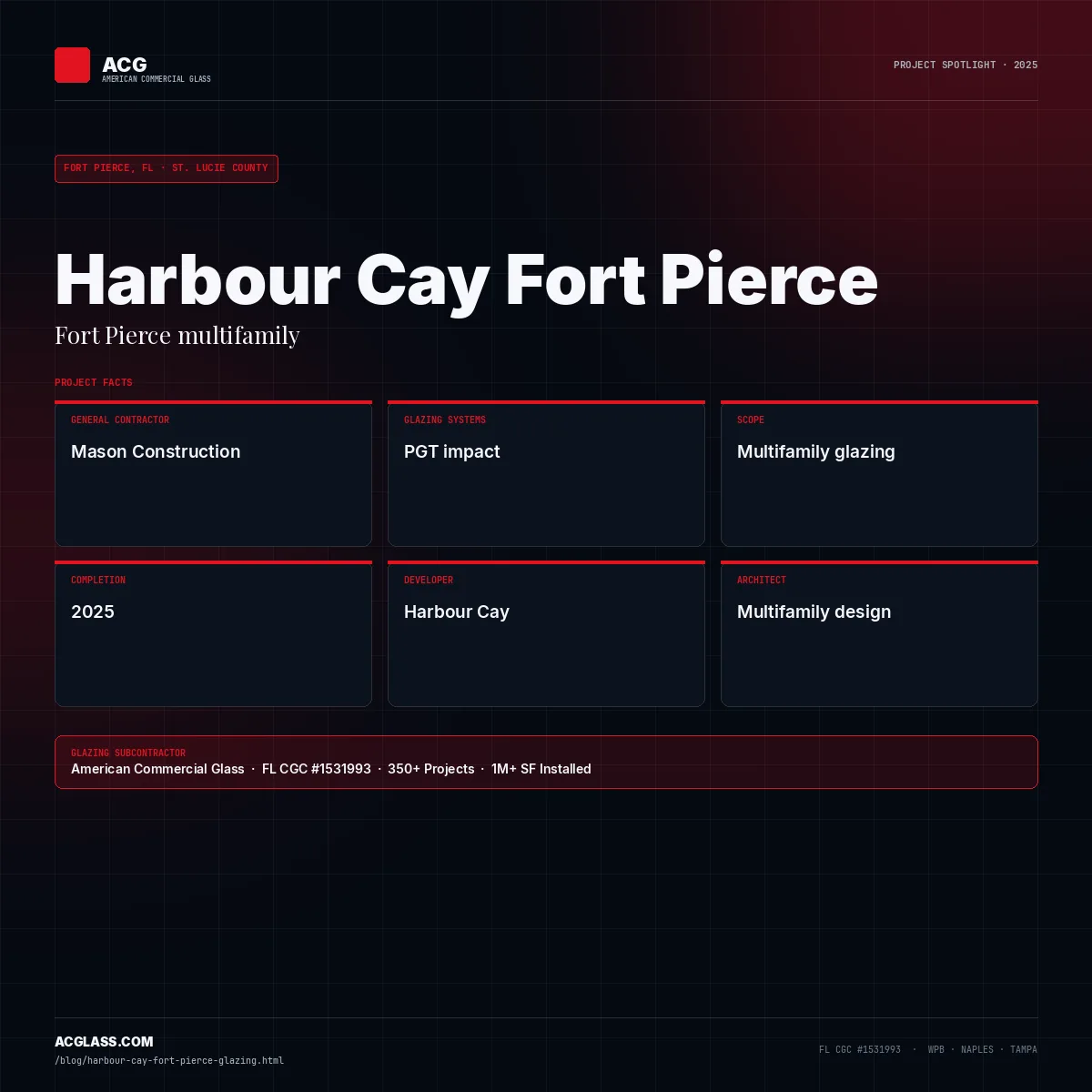 Harbour Cay Fort Pierce — Glazing by ACG | Fort Pierce, FL infographic — American Commercial Glass
