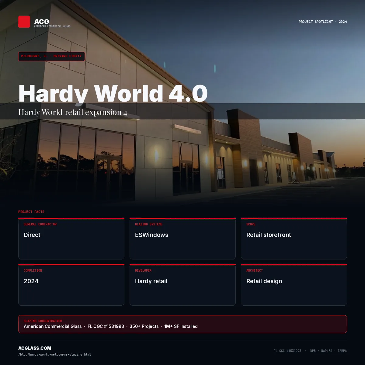 Hardy World 4.0 — Glazing by ACG | Melbourne, FL infographic — American Commercial Glass