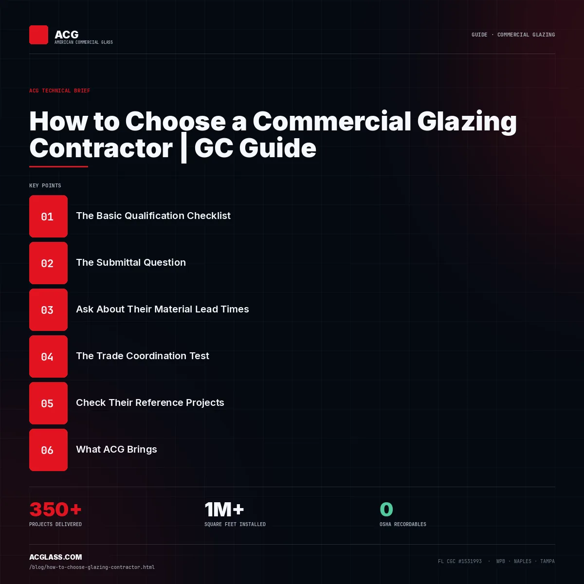 How to Choose a Commercial Glazing Contractor | GC Guide infographic — American Commercial Glass