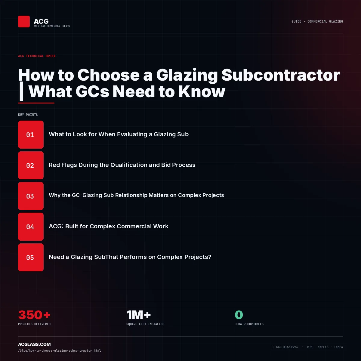How to Choose a Glazing Subcontractor | What GCs Need to Know infographic — American Commercial Glass