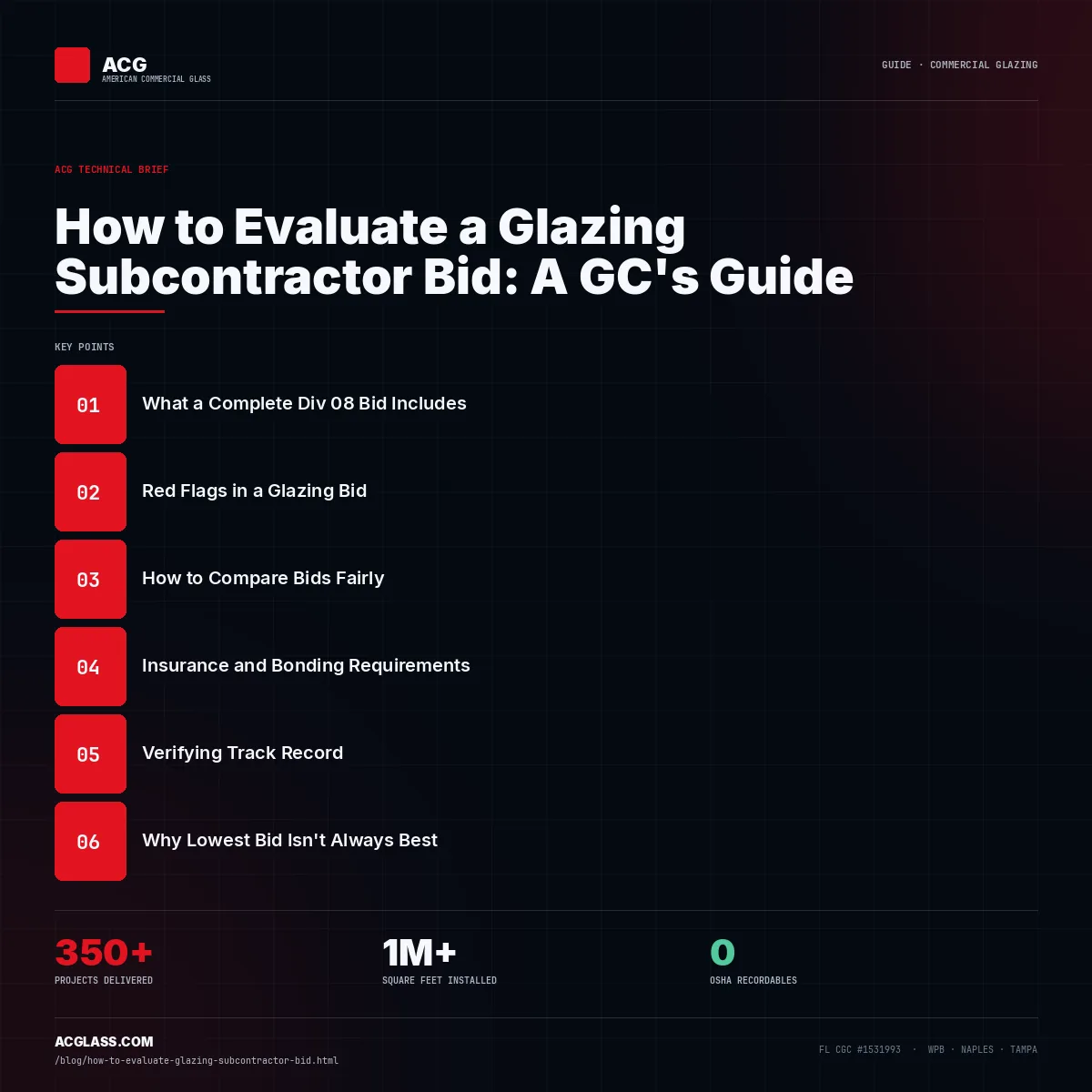 How to Evaluate a Glazing Subcontractor Bid: A GC's Guide infographic — American Commercial Glass