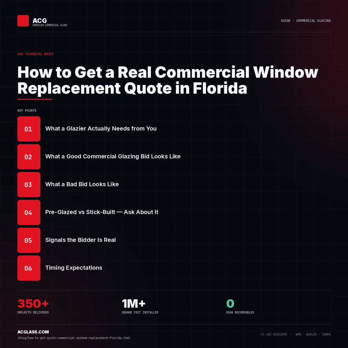 How to Get a Real Commercial Window Replacement Quote in Florida infographic — American Commercial Glass