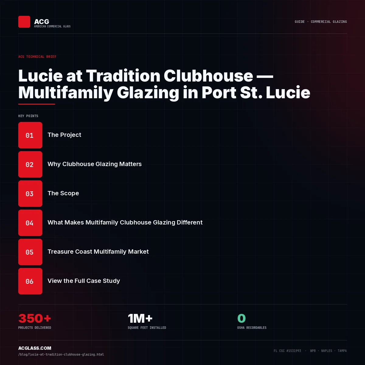 Lucie at Tradition Clubhouse — Multifamily Glazing in Port St. Lucie infographic — American Commercial Glass