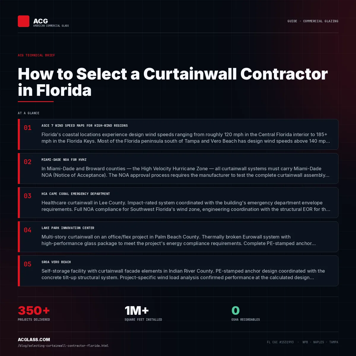 How to Select a Curtainwall Contractor in Florida infographic — American Commercial Glass