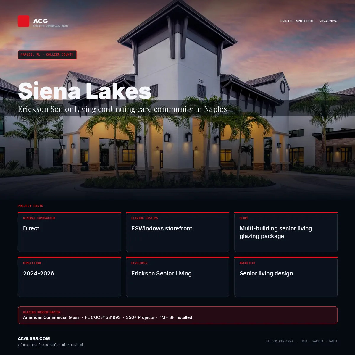 Siena Lakes — Glazing by ACG | Naples, FL infographic — American Commercial Glass