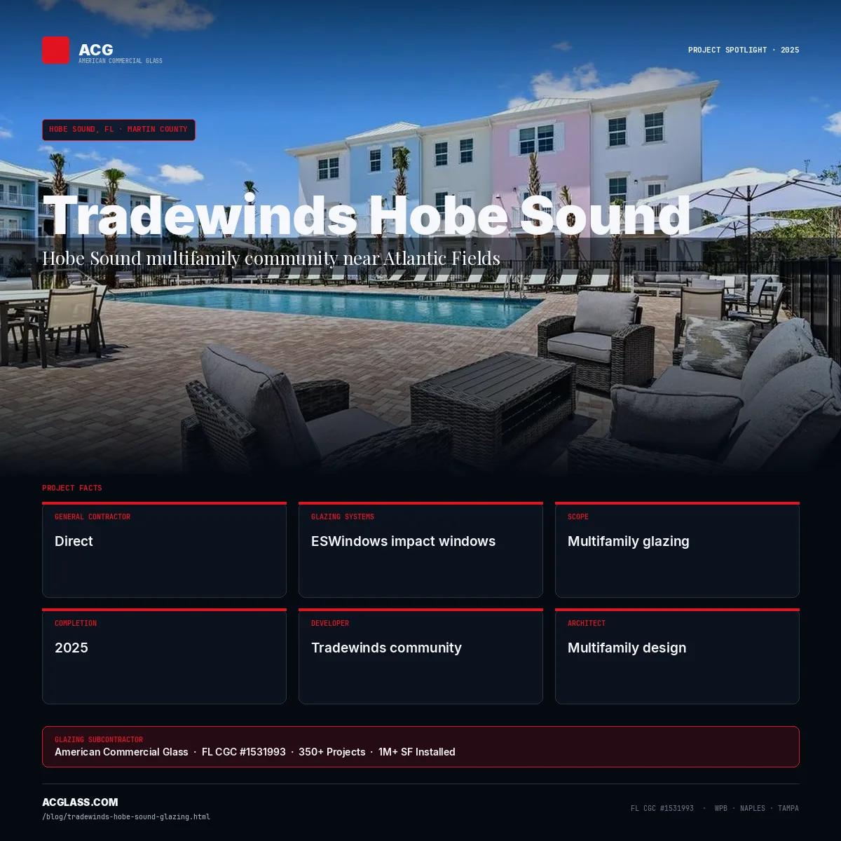 Tradewinds Hobe Sound — Glazing by ACG | Hobe Sound, FL infographic — American Commercial Glass