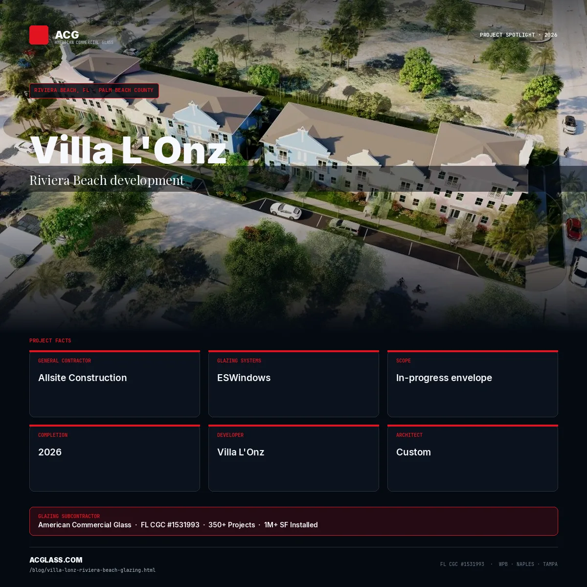 Villa L'Onz — Glazing by ACG | Riviera Beach, FL infographic — American Commercial Glass