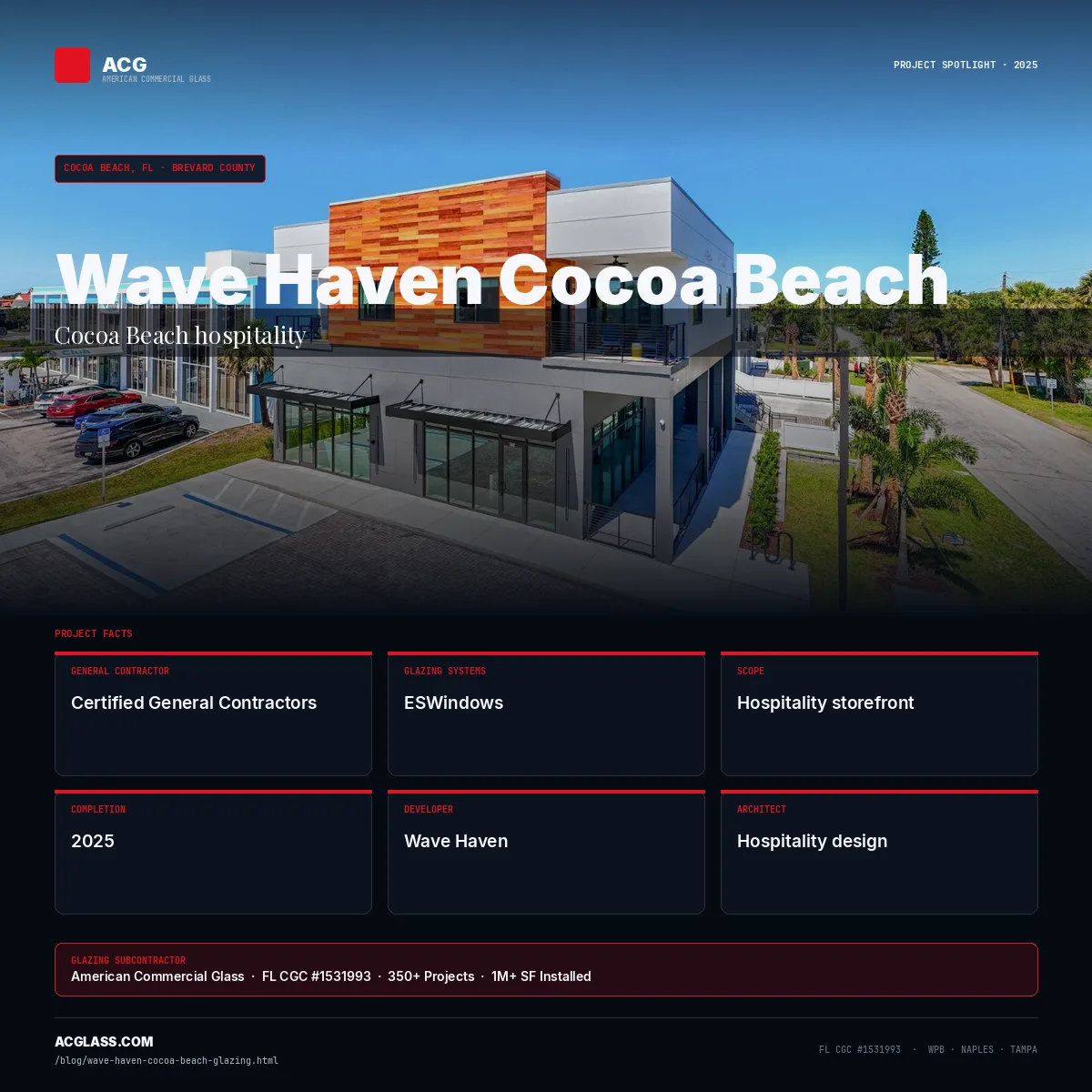 Wave Haven Cocoa Beach — Glazing by ACG | Cocoa Beach, FL infographic — American Commercial Glass