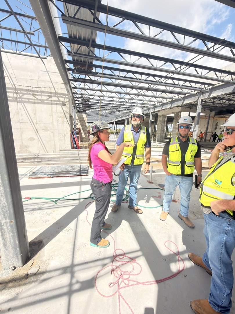 Rielly Walsh, CEO of American Commercial Glass, on site at the Panther National clubhouse during a structural walkthrough with the Verdex Construction team
