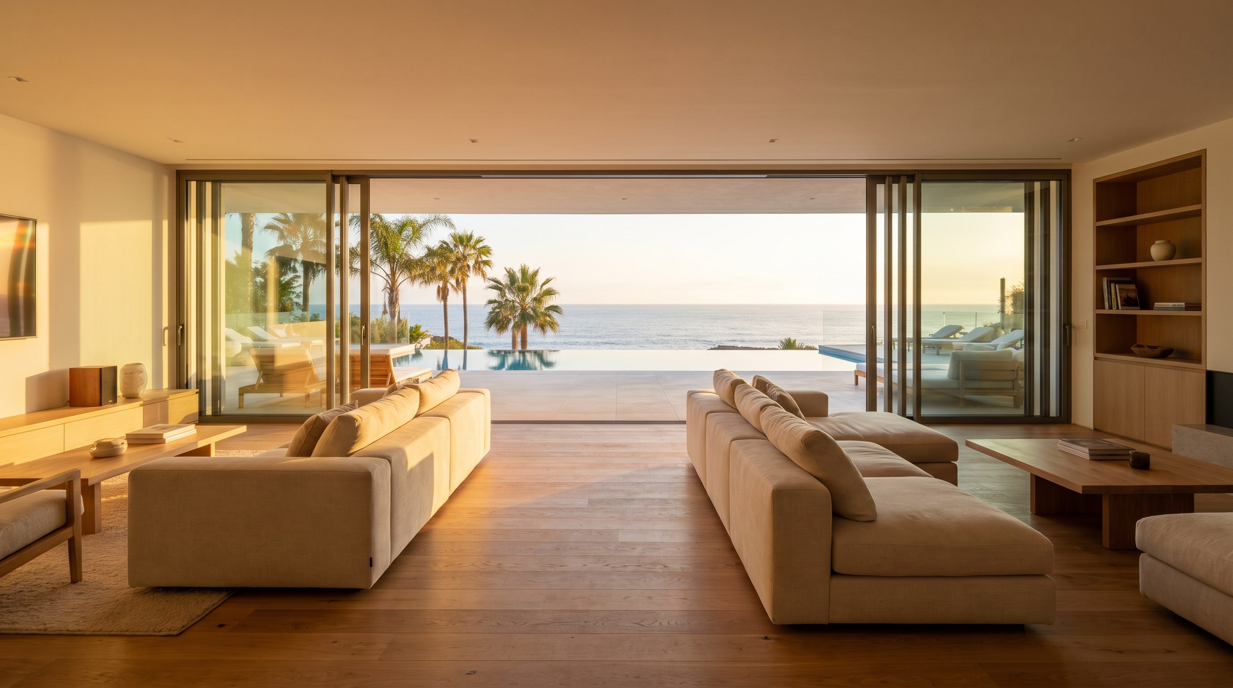 Euro-Wall multi-slide impact-rated door system — luxury Florida oceanfront installation