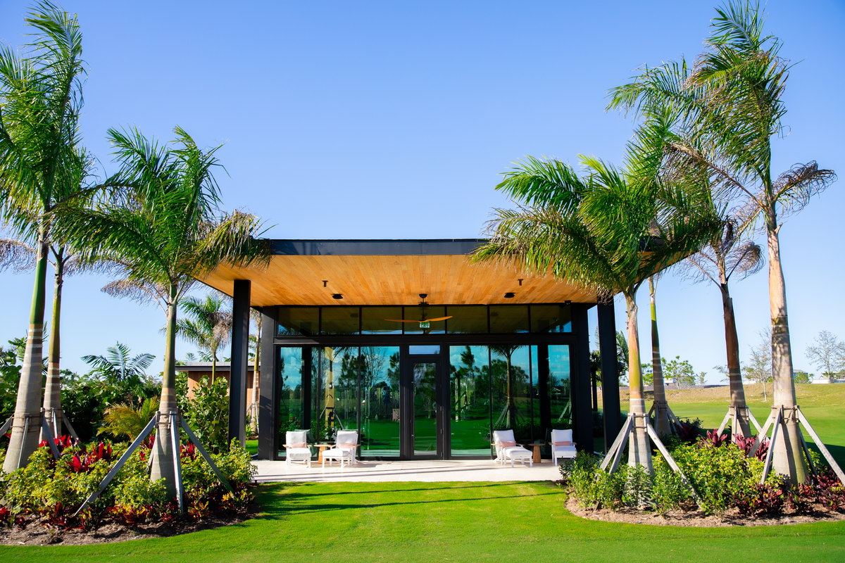 Atlantic Fields Performance Center - symmetrical entry elevation in storefront framing