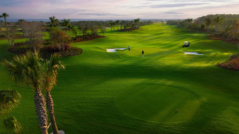 Atlantic Fields championship course at sunset — Tom Fazio design