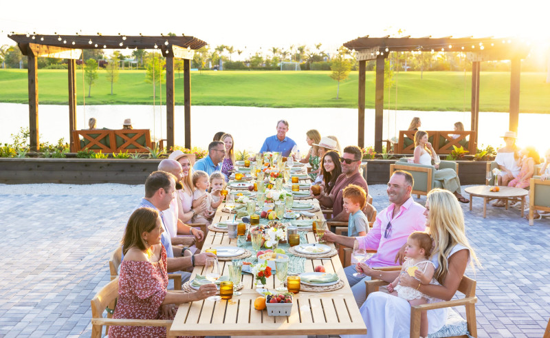 Atlantic Fields lakeside farm-to-table dining at sunset