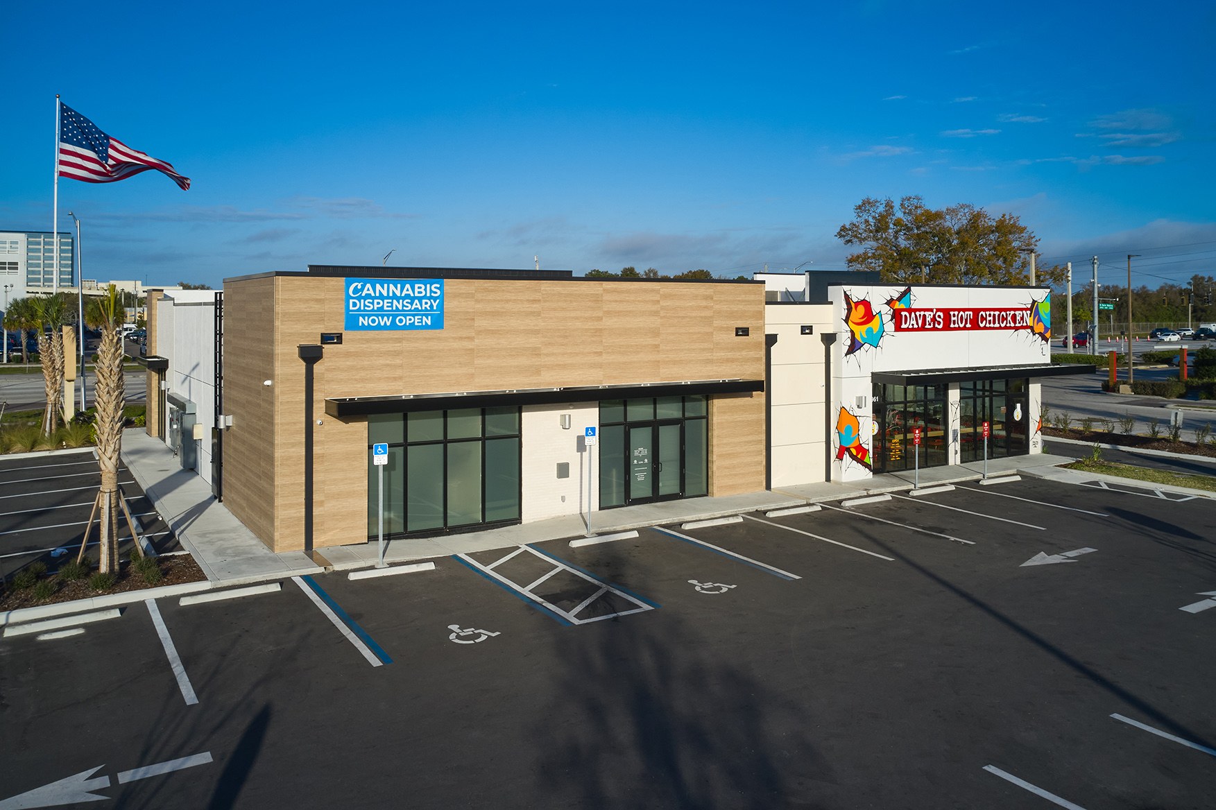 Parking side elevation showing storefront glazing