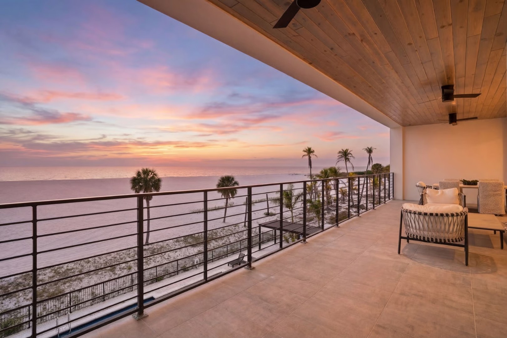 Gulfside Twelve balcony at sunset facing the Gulf