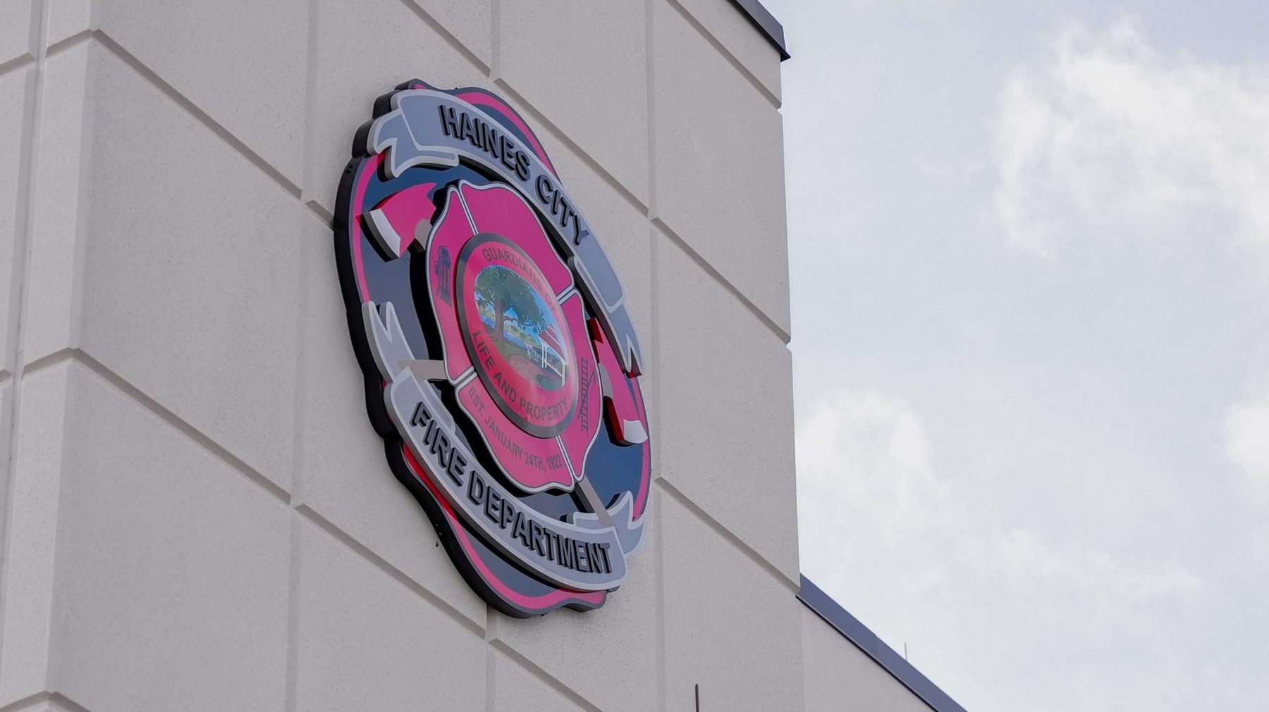 Haines City Fire Department seal on tilt-wall facade panel
