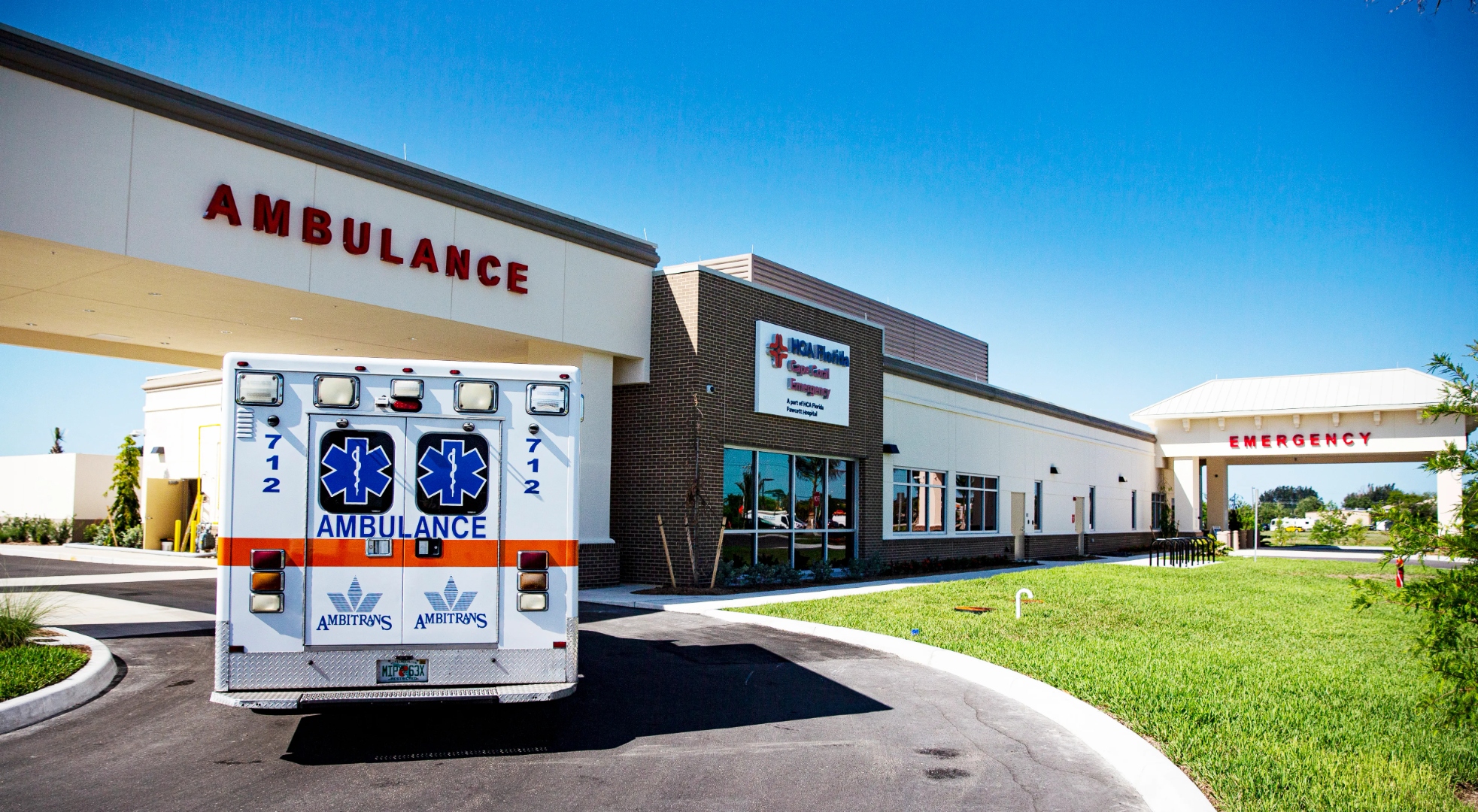 HCA Cape Coral ambulance bay — YKK AP storefront glazing detail