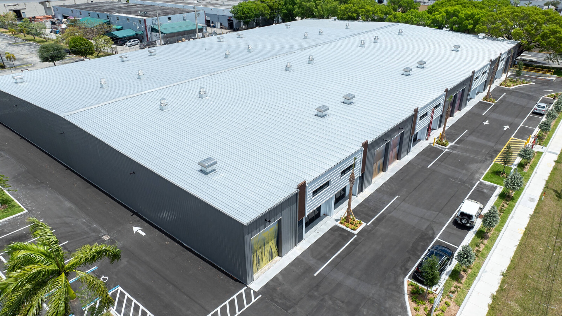 Medley Business Park — aerial view of completed light industrial commercial building, Medley FL