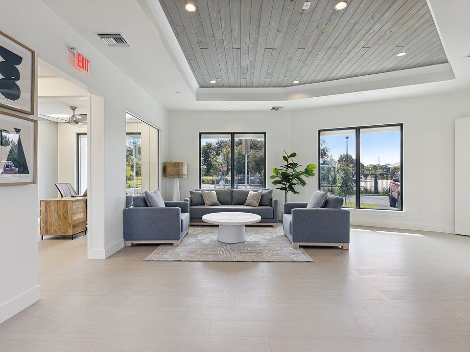 Clubhouse living area with residential glass doors