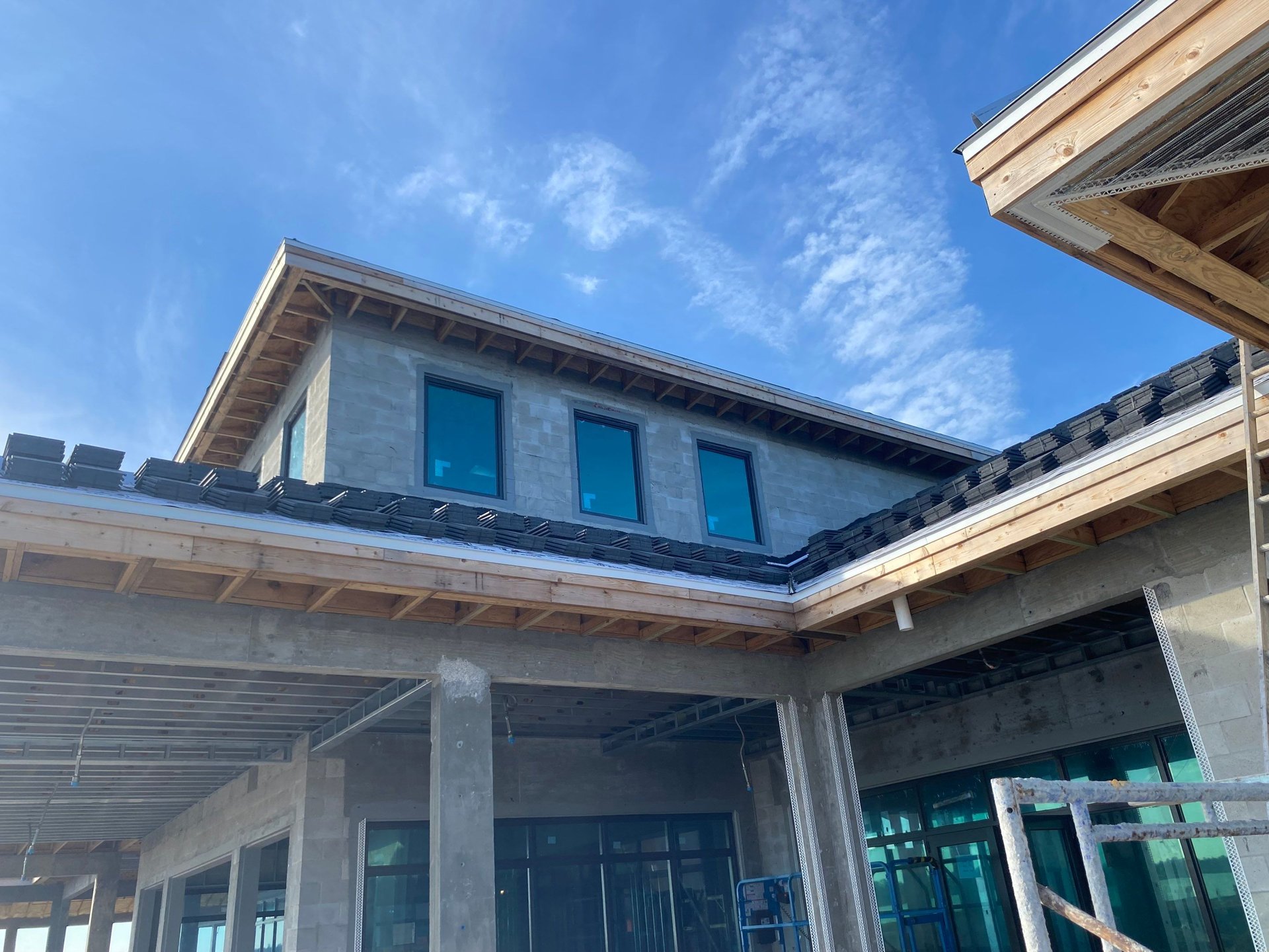 Wild Blue Clubhouse architectural detail — flush frame within stone surround