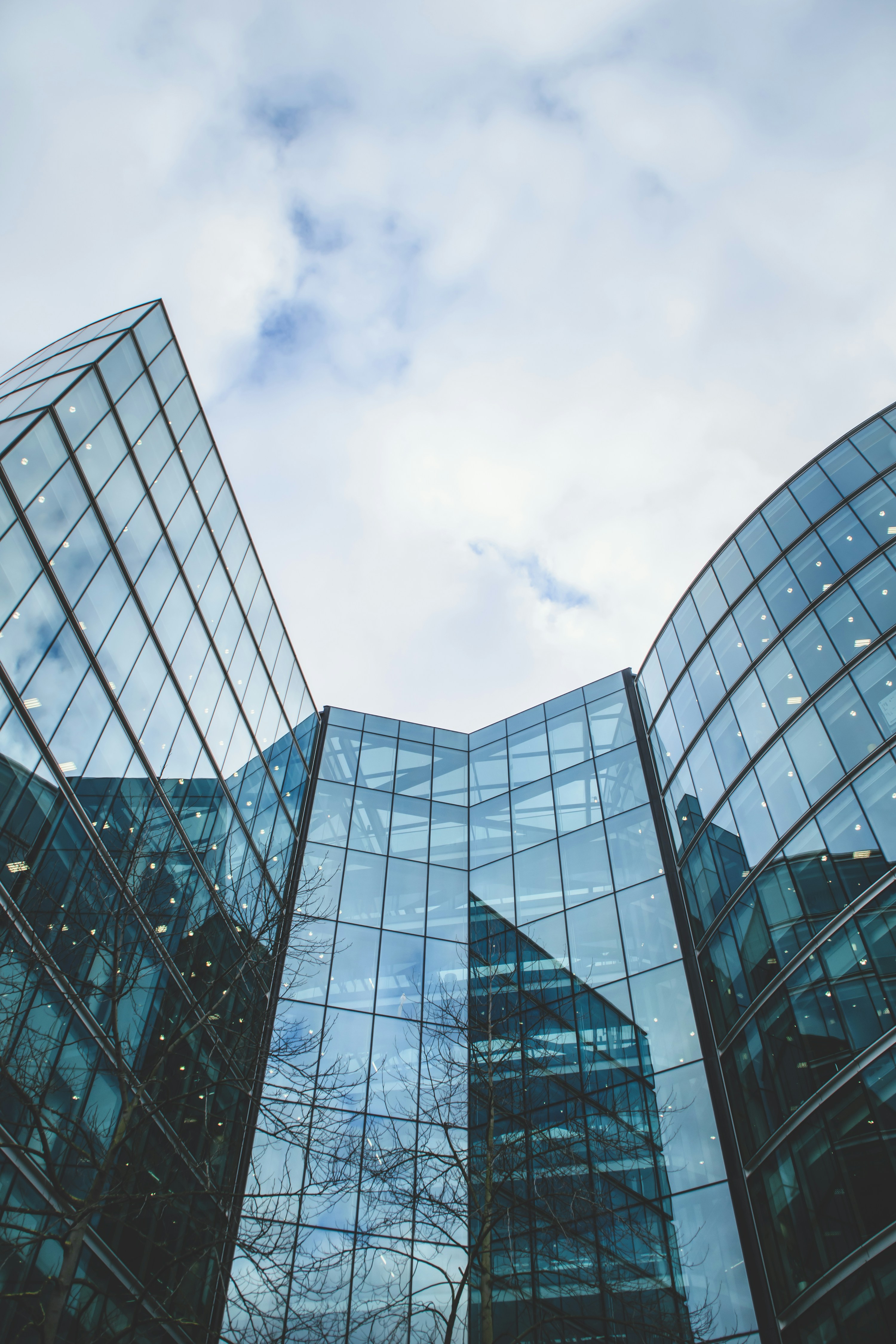 Modern condominium glass facade detail